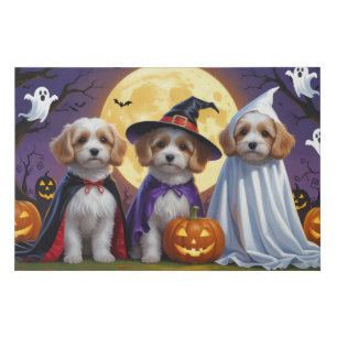 Coton De Tulear Dogs Pumpkin Halloween Funny Faux Canvas Print