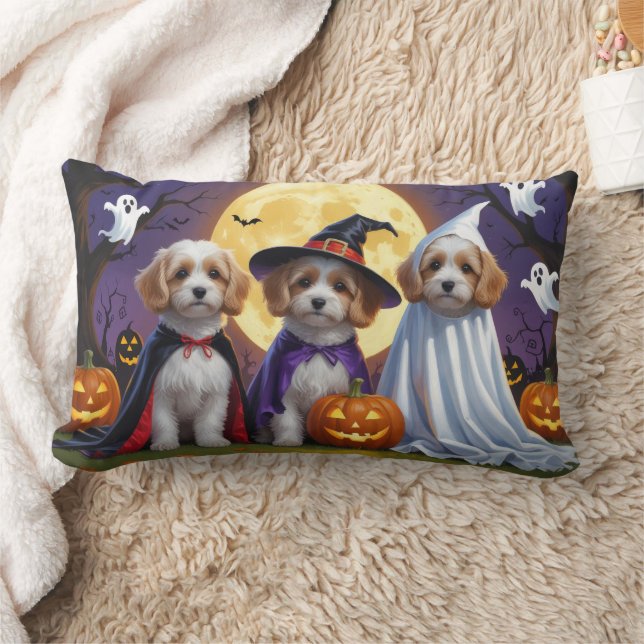 Coton De Tulear Dogs Pumpkin Halloween Funny  Lumbar Pillow (Blanket)