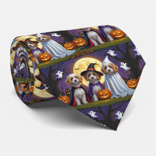 Coton De Tulear Dogs Pumpkin Halloween Funny  Neck Tie
