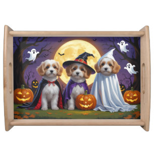 Coton De Tulear Dogs Pumpkin Halloween Funny  Serving Tray