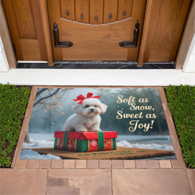 Coton De Tulear Festive Holiday Christmas Doormat (Outdoor)