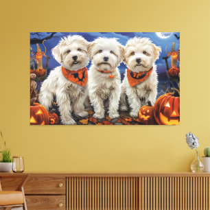 Coton De Tulear Halloween Spooky Canvas Print