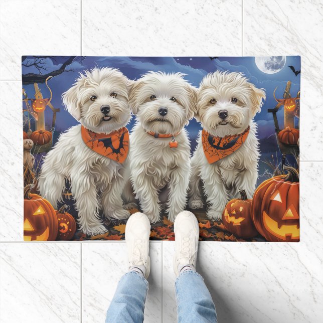 Coton De Tulear Halloween Spooky Doormat (Indoor)