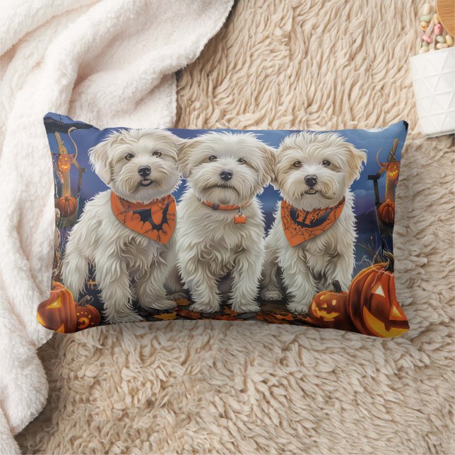 Coton De Tulear Halloween Spooky Lumbar Pillow (Blanket)