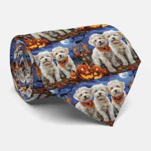Coton De Tulear Halloween Spooky Neck Tie