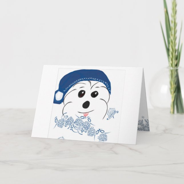 Coton de Tulear Happy Hanukkah Holiday Card (Front)