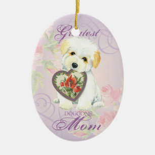 Coton de Tulear Heart Mom Ceramic Ornament