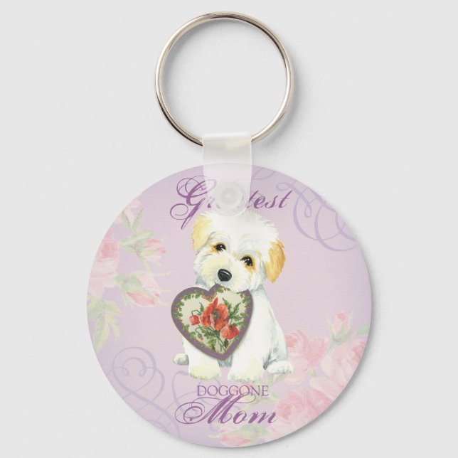 Coton de Tulear Heart Mom Keychain (Front)