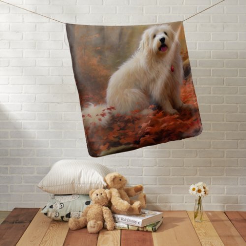 Coton De Tulear in Autumn Leaves Fall Inspire  Baby Blanket