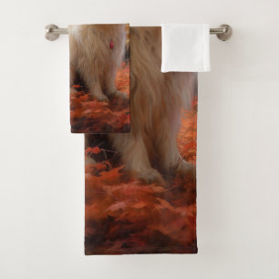 Coton De Tulear in Autumn Leaves Fall Inspire Bath Towel Set