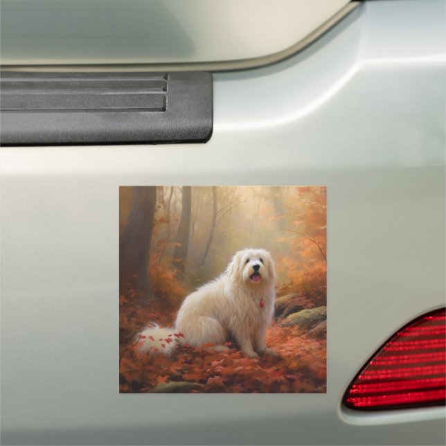 Coton De Tulear in Autumn Leaves Fall Inspire  Car Magnet (In Situ)