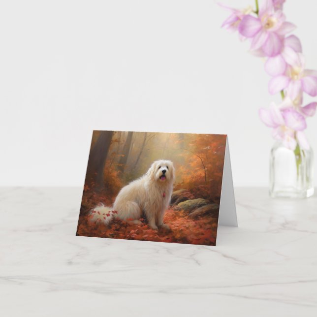 Coton De Tulear in Autumn Leaves Fall Inspire  Card (Orchid)