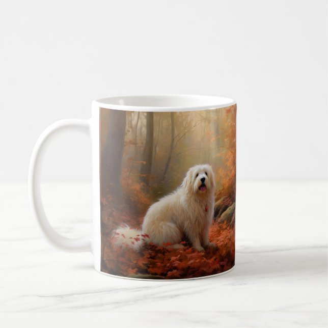 Coton De Tulear in Autumn Leaves Fall Inspire  Coffee Mug (Left)