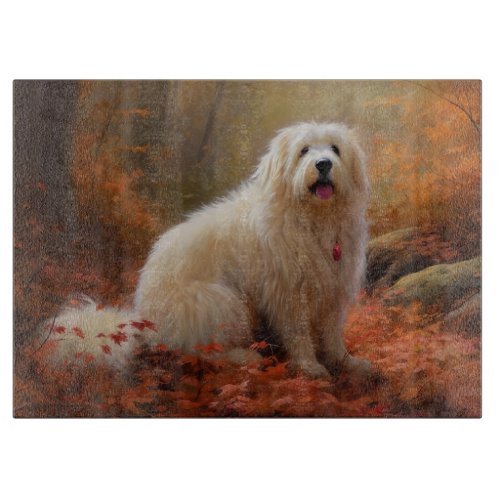 Coton De Tulear in Autumn Leaves Fall Inspire  Cutting Board