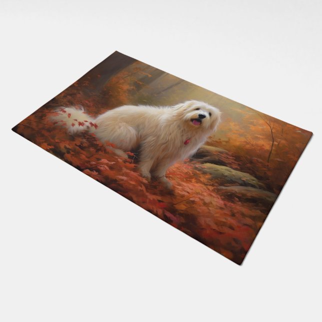 Coton De Tulear in Autumn Leaves Fall Inspire  Doormat (Angled)