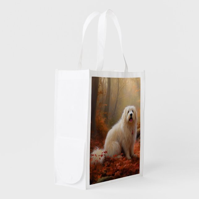 Coton De Tulear in Autumn Leaves Fall Inspire  Grocery Bag (Front Side)