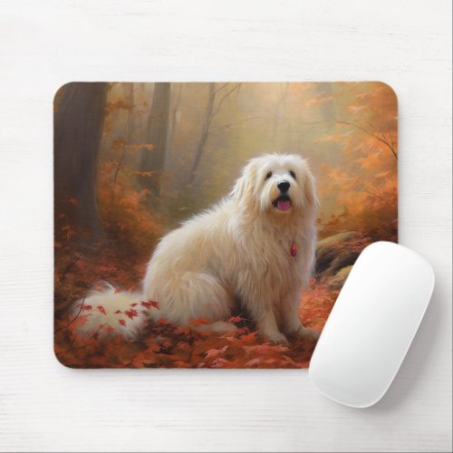 Coton De Tulear in Autumn Leaves Fall Inspire  Mouse Pad