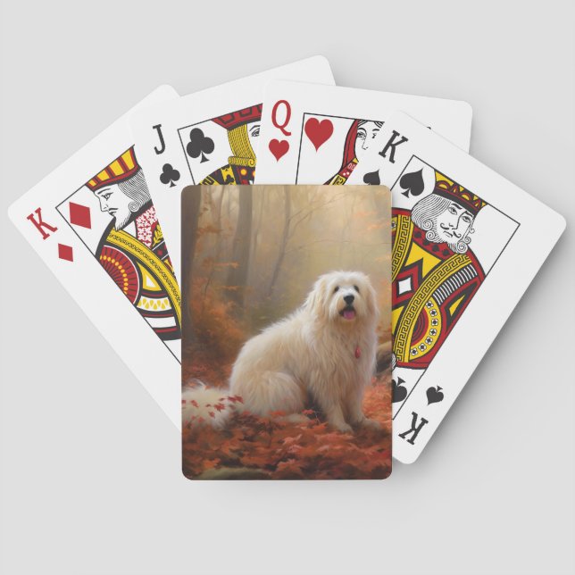 Coton De Tulear in Autumn Leaves Fall Inspire  Poker Cards (Back)