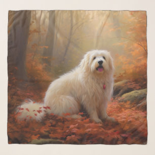 Coton De Tulear in Autumn Leaves Fall Inspire Scarf