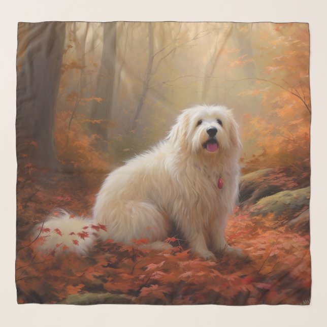 Coton De Tulear in Autumn Leaves Fall Inspire  Scarf (Front)