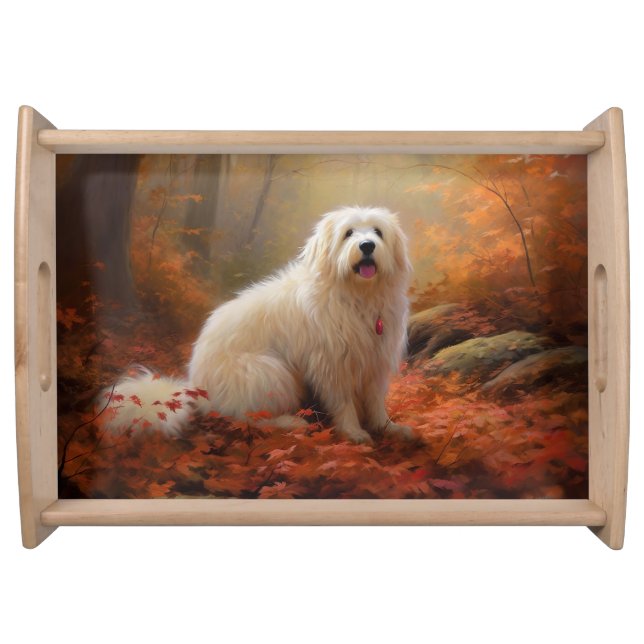 Coton De Tulear in Autumn Leaves Fall Inspire  Serving Tray (Front)