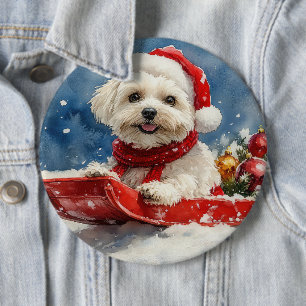 Coton De Tulear in Sledge Let it Snow Christmas Button
