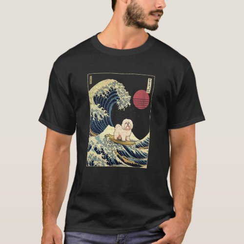 Coton de Tulear Japanese Kanagawa Wave  Surf Dog T_Shirt