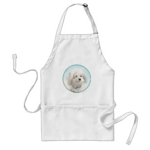 Coton de Tulear Painting - Cute Original Dog Art Adult Apron