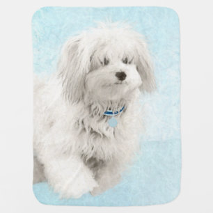 Coton de Tulear Painting - Cute Original Dog Art Baby Blanket