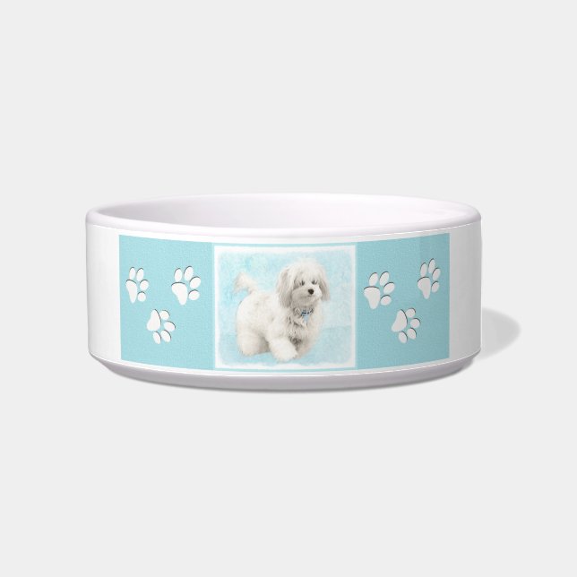 Coton de Tulear Painting - Cute Original Dog Art Bowl (Right)