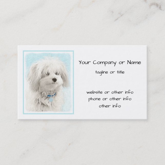 Coton de Tulear Painting - Cute Original Dog Art Business Card (Front)