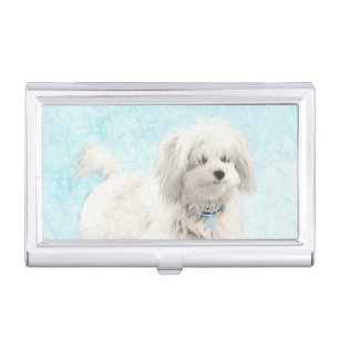 Coton de Tulear Painting - Cute Original Dog Art Business Card Case