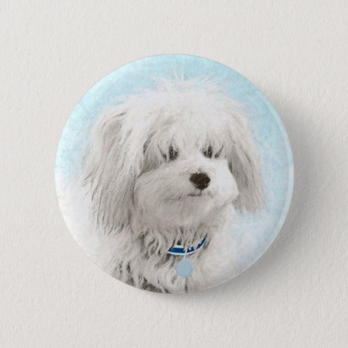 Coton de Tulear Painting _ Cute Original Dog Art Button