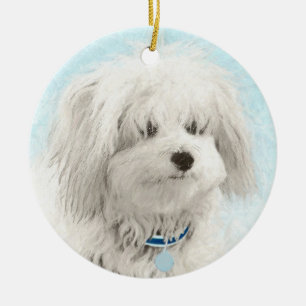 Coton de Tulear Painting - Cute Original Dog Art Ceramic Ornament