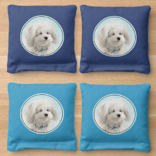 Coton de Tulear Painting - Cute Original Dog Art Cornhole Bags