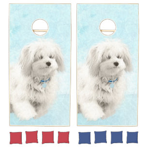 Coton de Tulear Painting - Cute Original Dog Art Cornhole Set
