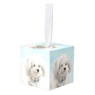 Coton de Tulear Painting - Cute Original Dog Art Cube Ornament