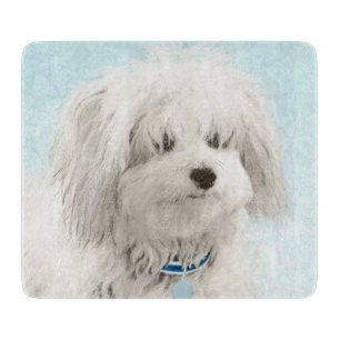 Coton de Tulear Painting - Cute Original Dog Art Cutting Board