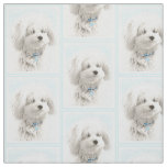 Coton de Tulear Painting - Cute Original Dog Art Fabric