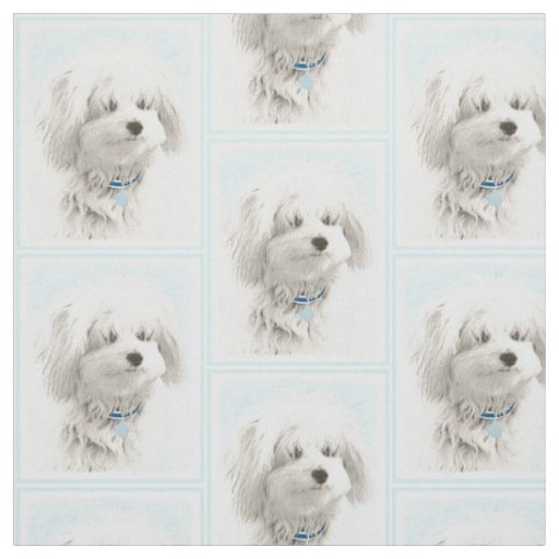 Coton de Tulear Painting - Cute Original Dog Art Fabric