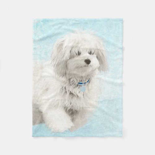 Coton de Tulear Painting _ Cute Original Dog Art Fleece Blanket