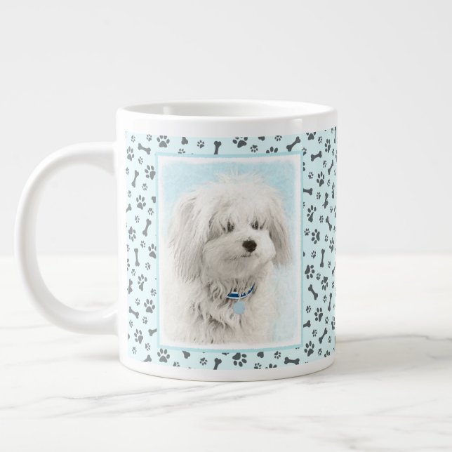 Coton de Tulear Painting - Cute Original Dog Art Giant Coffee Mug (Left)