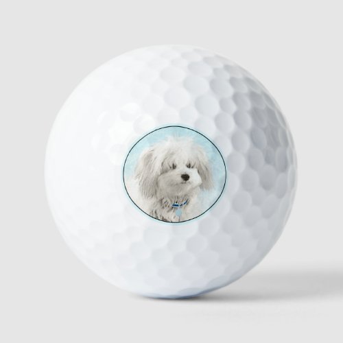 Coton de Tulear Painting _ Cute Original Dog Art Golf Balls
