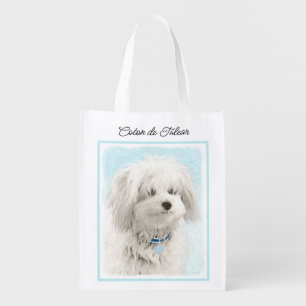 Coton de Tulear Painting - Cute Original Dog Art Grocery Bag