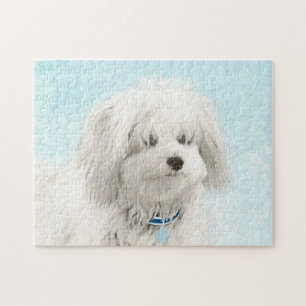 Coton de Tulear Painting - Cute Original Dog Art Jigsaw Puzzle