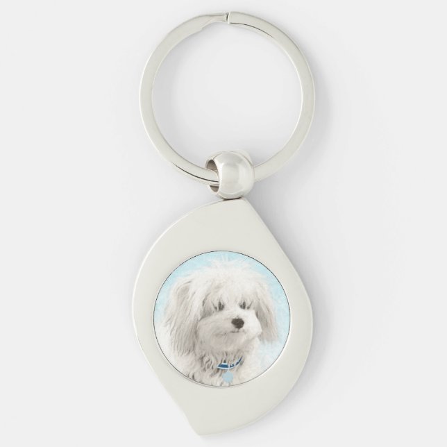 Coton de Tulear Painting - Cute Original Dog Art Keychain (Front)