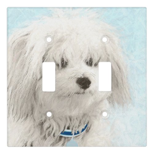 Coton de Tulear Painting _ Cute Original Dog Art Light Switch Cover