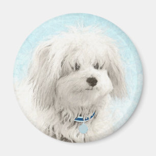 Coton de Tulear Painting - Cute Original Dog Art Magnet