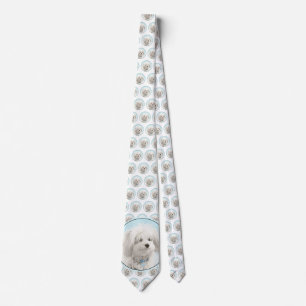 Coton de Tulear Painting - Cute Original Dog Art Neck Tie