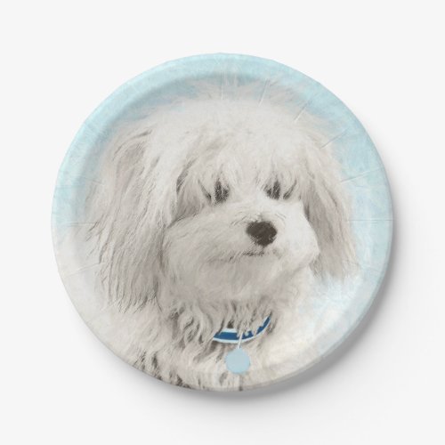 Coton de Tulear Painting _ Cute Original Dog Art Paper Plates